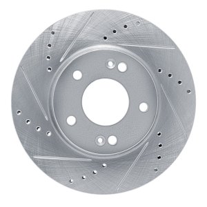 Hyundai Elantra Brake Rotor (1) - Front Left - R1 Concepts - Drilled & Slotted - Silver - `21-`25
